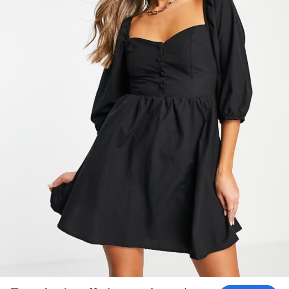 Trendyol baby doll Black Puff Sleeve Dress